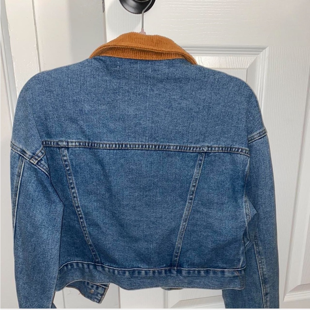 PACSUN tan corduroy collar oversized denim jacket - Picture 3 of 4